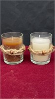 Two Decorative Candles With Twine Detailing