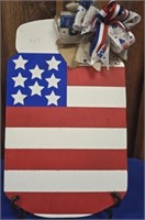 18" by 11" Painted wood American Flag jar sign