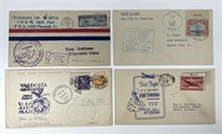 US: Lot of 4 First Flight Postal Covers 1927-1947