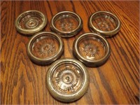 Lot of 6 Crystal and Silver Trim Coasters