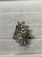 Sterling Silver Size 7 Pale Yellow Stone Ring 925