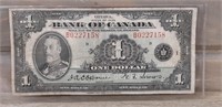 1935 Bank of Canada One Dollar Bill