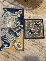 Lot of 3 Vintage Hand Painted Tiles Made in Italy