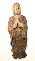 Wood Carved Praying Figural Sculpture