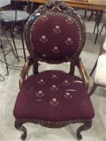 FLORAL ROSE-CARVED ANTIQUE PARLOR CHAIR