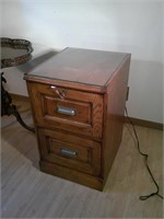 wood file cabinet, glass top