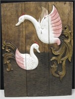 Carved Wood Asian Birds Wall Decor - 22" x 30"