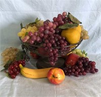 Vintage Rubber Fruit w/ Metal Console Bowl