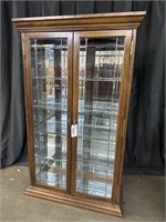 LARGE DOUBLE DOOR CHINA CABINET W/ LEADED GLASS