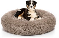 BEDSURE Calming Plush Donut Dog Bed