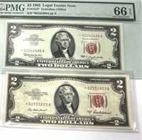 Series of 1953 and 1963 Red Seal Two $ Star Notes