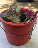 Small Bucket of Drill Bits and Flat of Drill