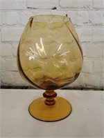Large Mid Century Amber Brandy Snifter -  8.5"