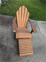 Wormer Red Oak Adirondack Chair & Foot Stool