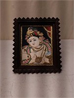 Indian Princess in Wooden Carved Frame