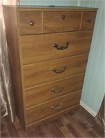 Vintage 1970s 5 Drawer Chest of Drawers Solid Wood