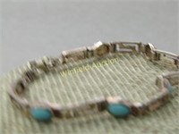 Sterling Silver Turquoise Glass Bracelet, Open Lin