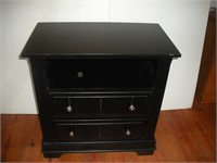 Bassett Black Lacquer Table W/Drawers