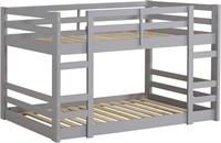 Walker Edison Solid Wood Bunk Bed  Grey