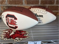 2 WILSON SIGNED GAMECOCK FOOTBALLS, WOODS, AND