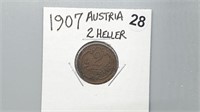 1907 Austria Two Heller gn4028