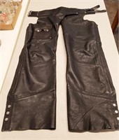Black Leather Motorcycle Chaps Size Medium