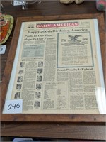 Framed Bicentennial Newspaper