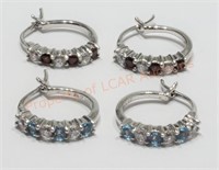 Sterling Silver Garnet/Topaz Earrings