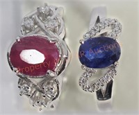 Sterling Silver Ruby & Sapphire Rings