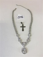 RHINESTONE SILVER 925 NECKLACE AND MARCASITE