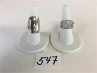 TWO SILVER 925 RINGS BOTH SIZE 8 ONE LIGHTLY