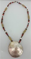 Vintage shell necklace with coconut beads 24"