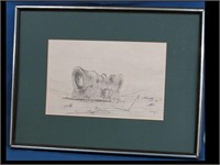 FRAMED J.A. DEATON PRINT OF COVERED WAGON - 25" X