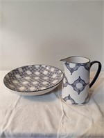 Navy Blue Pitcher and Plate