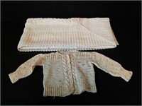 Beautiful Vintage Baby Blanket and Sweater