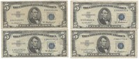 (4) 1953 $5 U.S. Silver Certificates