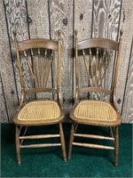 2 Spindle Back Cane Chairs