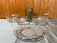Opalescent basketweave and other Glass Bowls