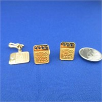 3 10K Gold Pins With Natural Stones