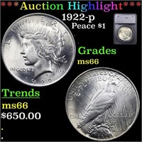 ***Auction Highlight*** 1922-p Peace Dollar $1