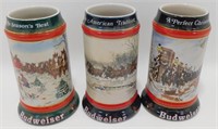 * 3 Budweiser Holiday Steins with Susan Sampson