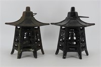 Asian Style Cast Iron Pagoda Lanterns