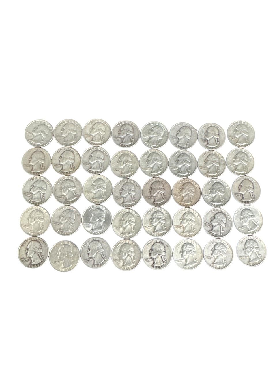 $10 FACE VALUE QUARTER DOLLARS  90% SILVER