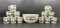 Hazel Atlas Egg Nog Punch Bowl Set