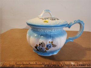 Blue Rose Pot with Lid (Cracked)