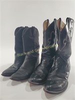 Women's & Men's Black Leather Cowboy Boots