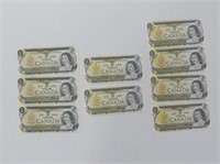 3 SETS 1973 BANK OF CANADA $1 SEQUENTIAL