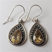 $160 Silver Citrine Earrings