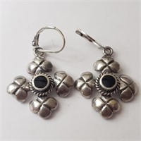 $160 Silver Black Onyx Earrings