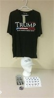 Donald Trump Memorabilia Hat, T-Shirt Size XL,